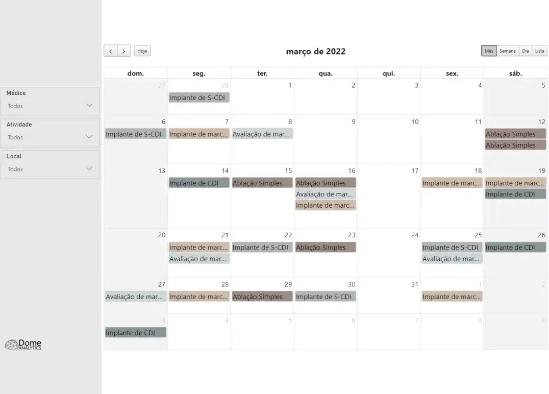Calendário CRM